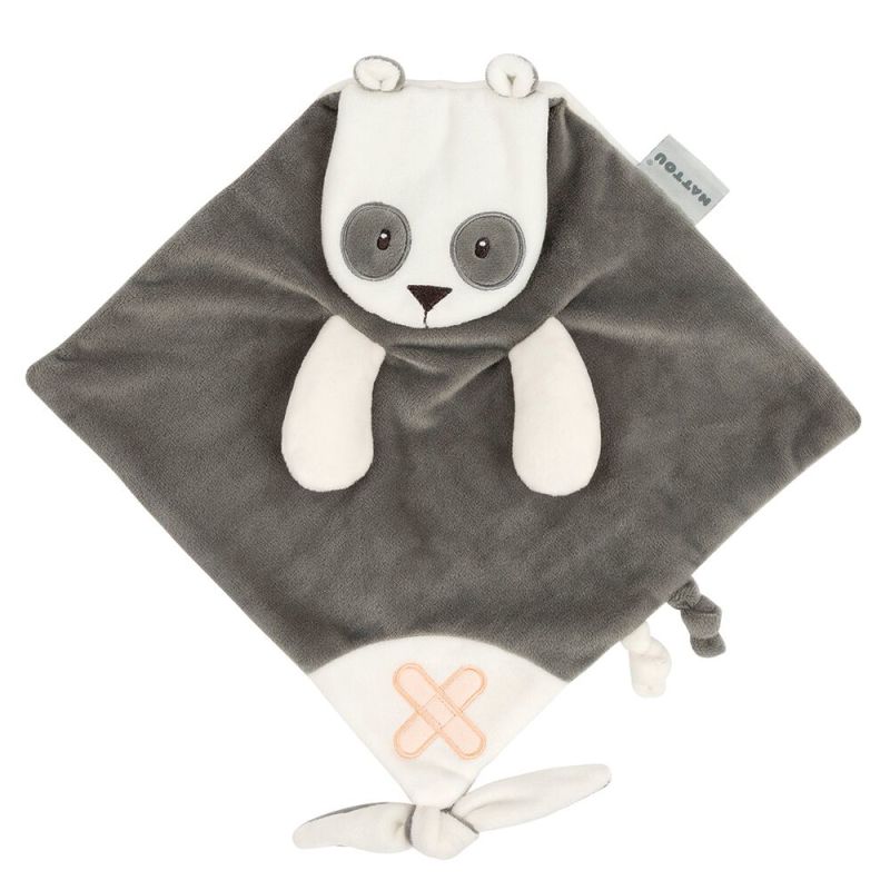  buddiezzz plat panda gris blanc avec attache-sucette 